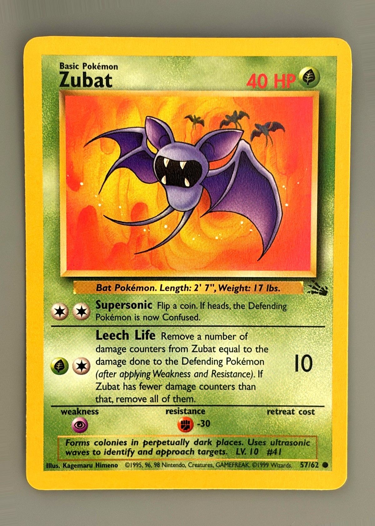 Zubat 57/62 (Fossil) - Common, front