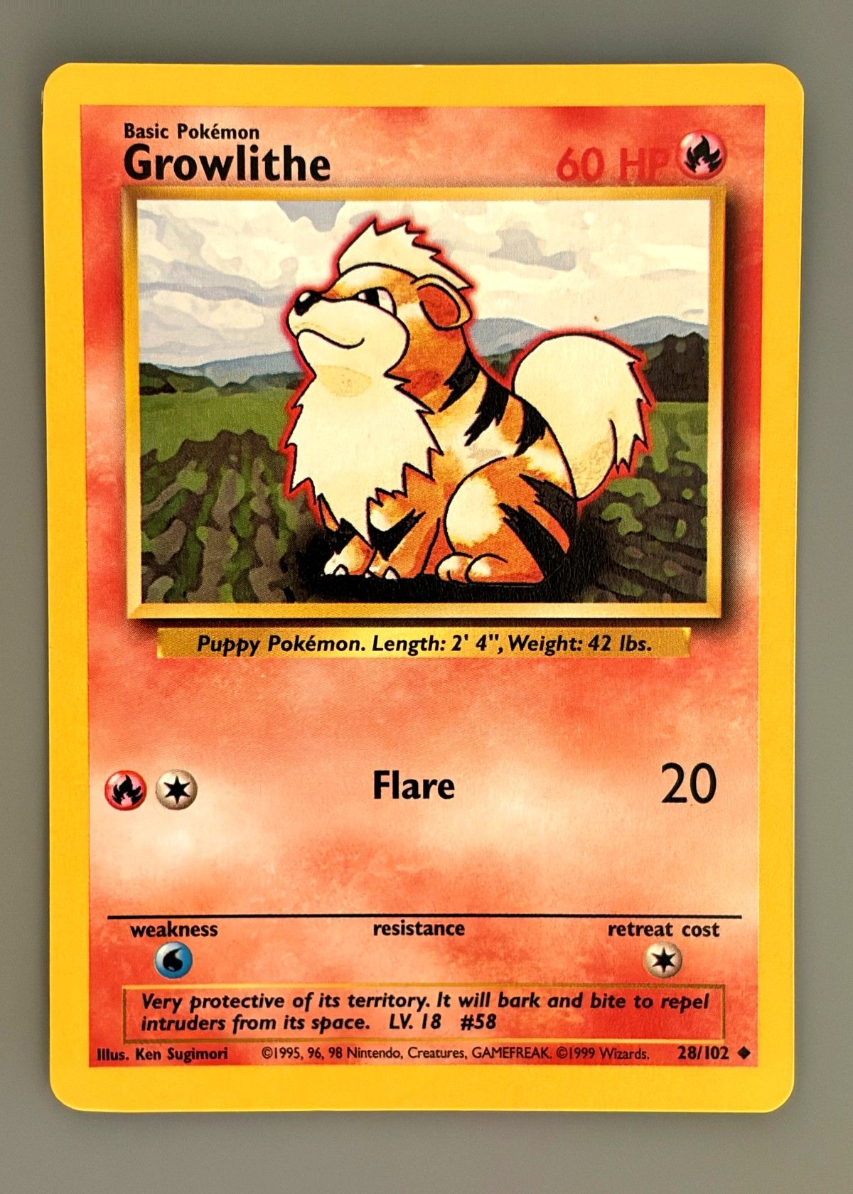 Growlithe 28/102 (Base Set) - Uncommon, front