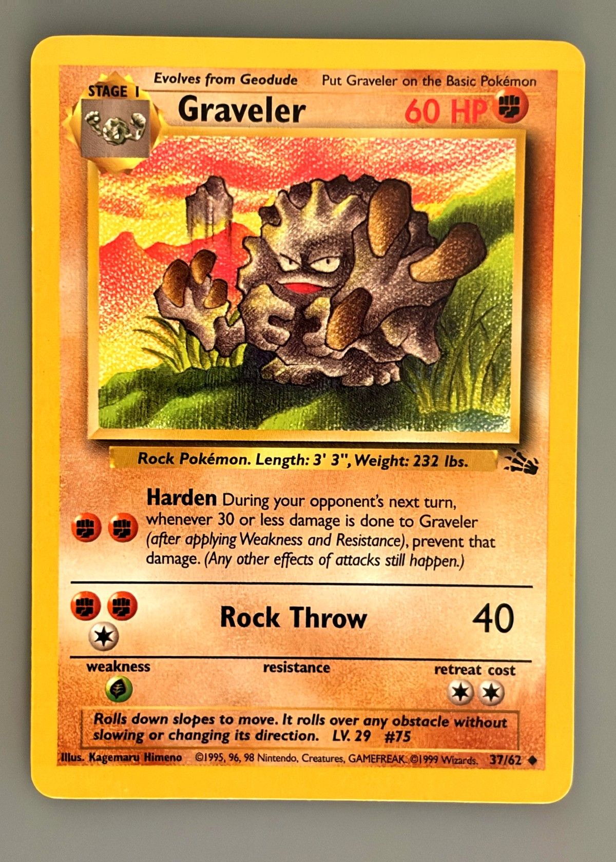 Graveler 37/62 (Fossil) - Uncommon, front
