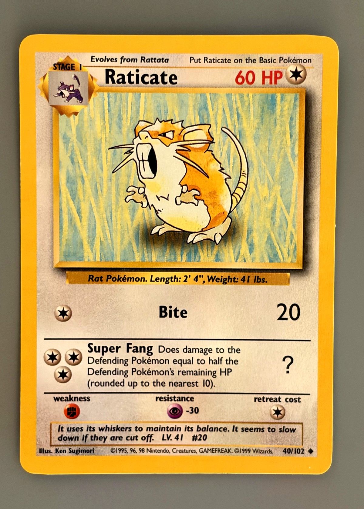 Raticate 40/102 (Base Set) - Uncommon, front