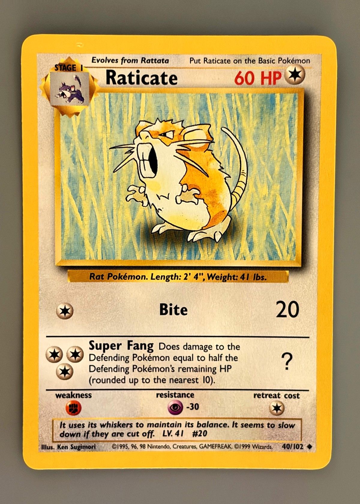 Raticate 40/102 (Base Set) - Uncommon, front