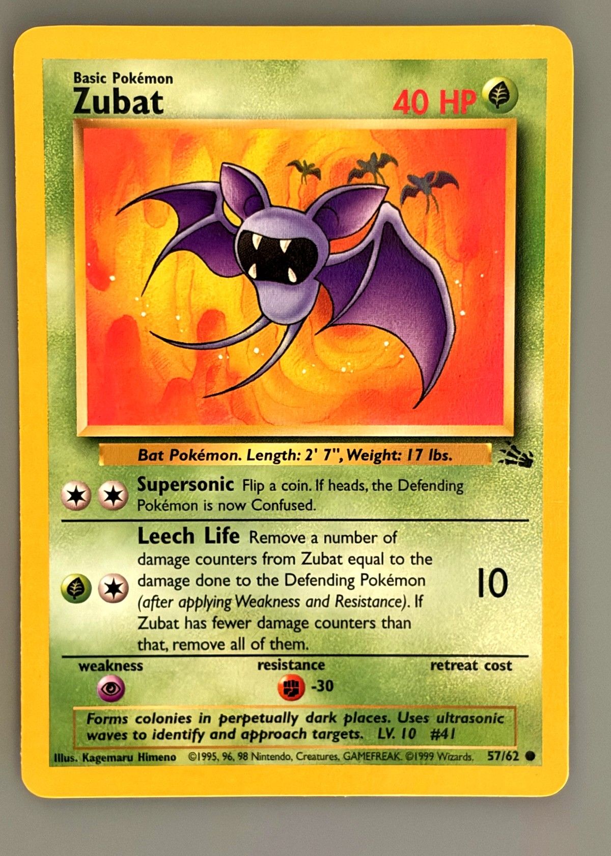 Zubat 57/62 (Fossil) - Common, front