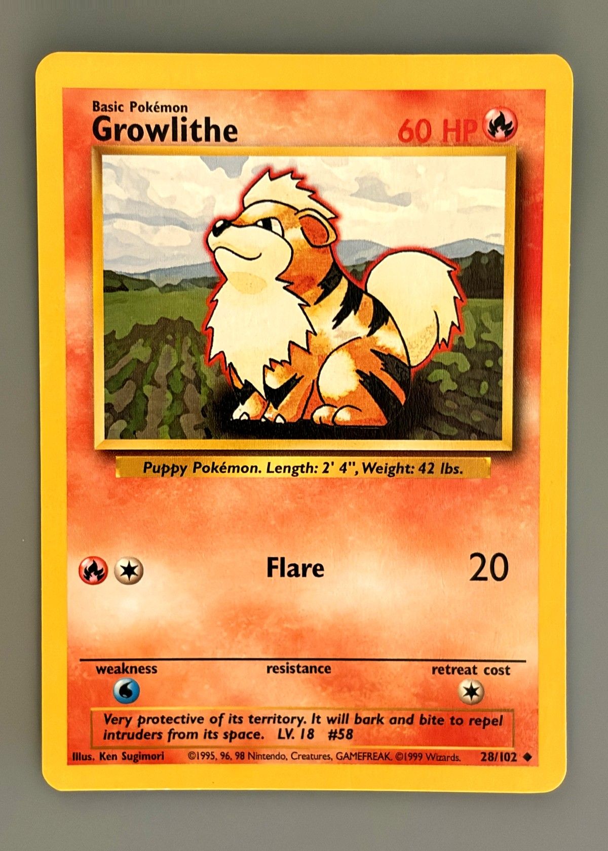 Growlithe 28/102 (Base Set) - Uncommon, front