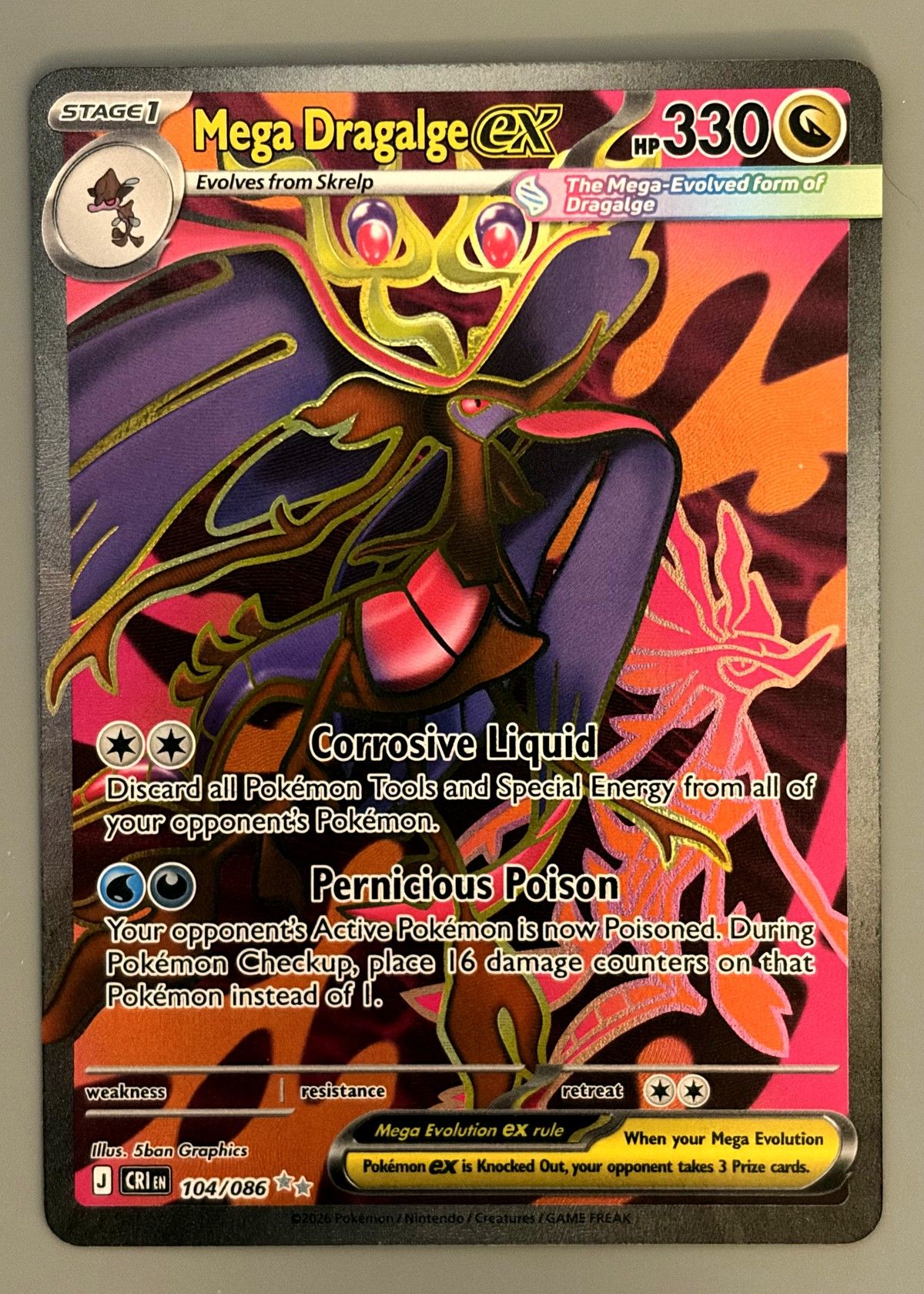 Mega Dragalge ex 104/086 (Chaos Rising) - Ultra Rare, front
