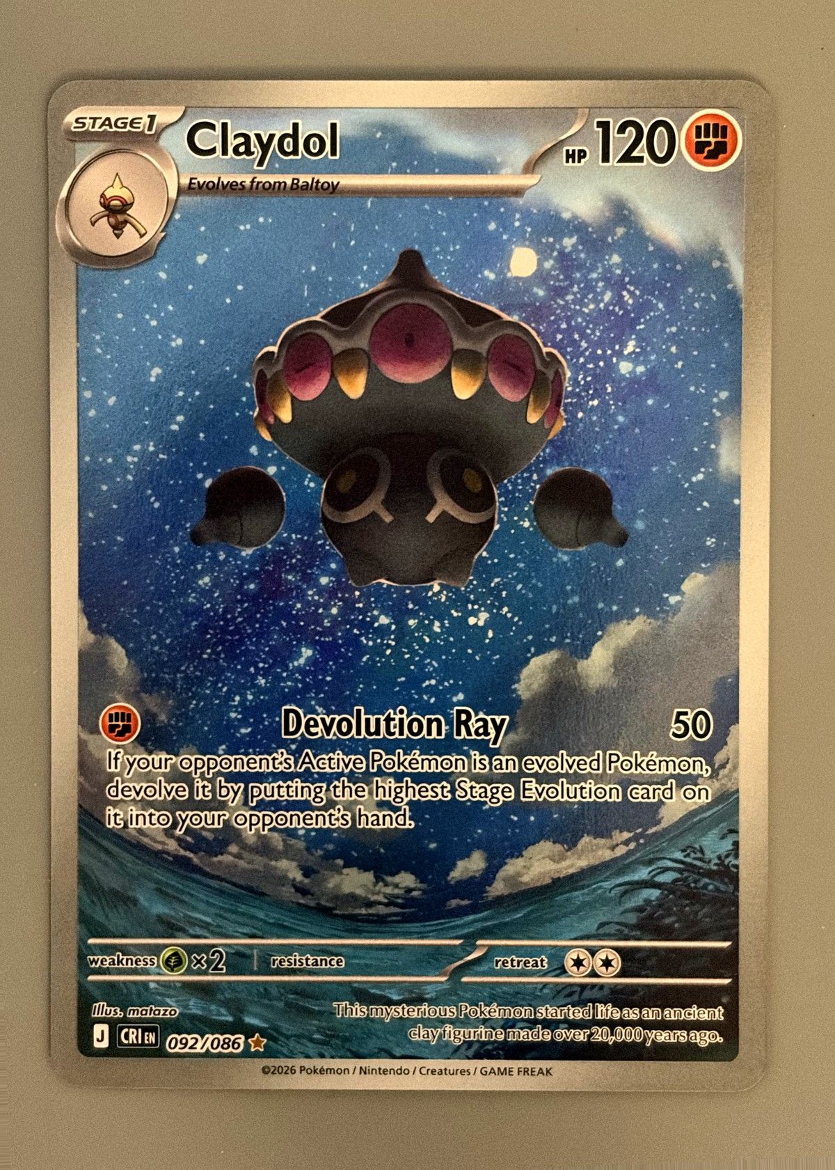 Claydol 092/086 (Chaos Rising) - Illustration Rare, front