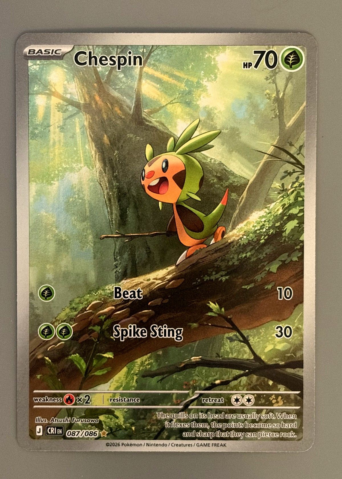 Chespin 087/086 (Chaos Rising) - Illustration Rare, front