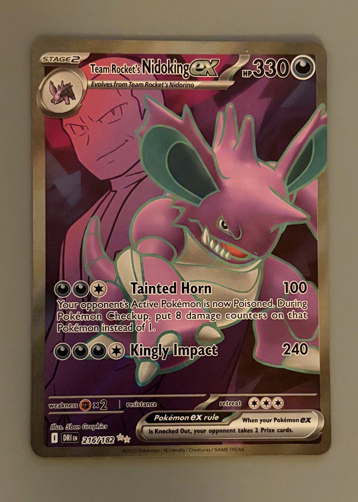 Team Rocket's Nidoking ex 216/182 (Destined Rivals) - Ultra Rare, front