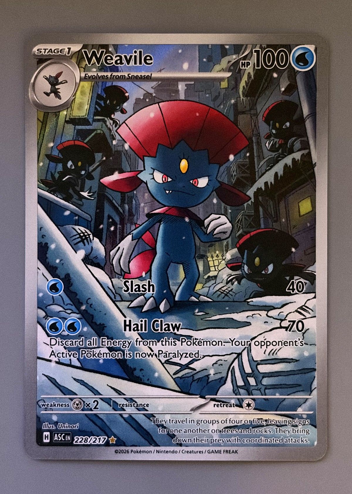 Weavile 228/217 (Ascended Heroes) - Illustration Rare, front