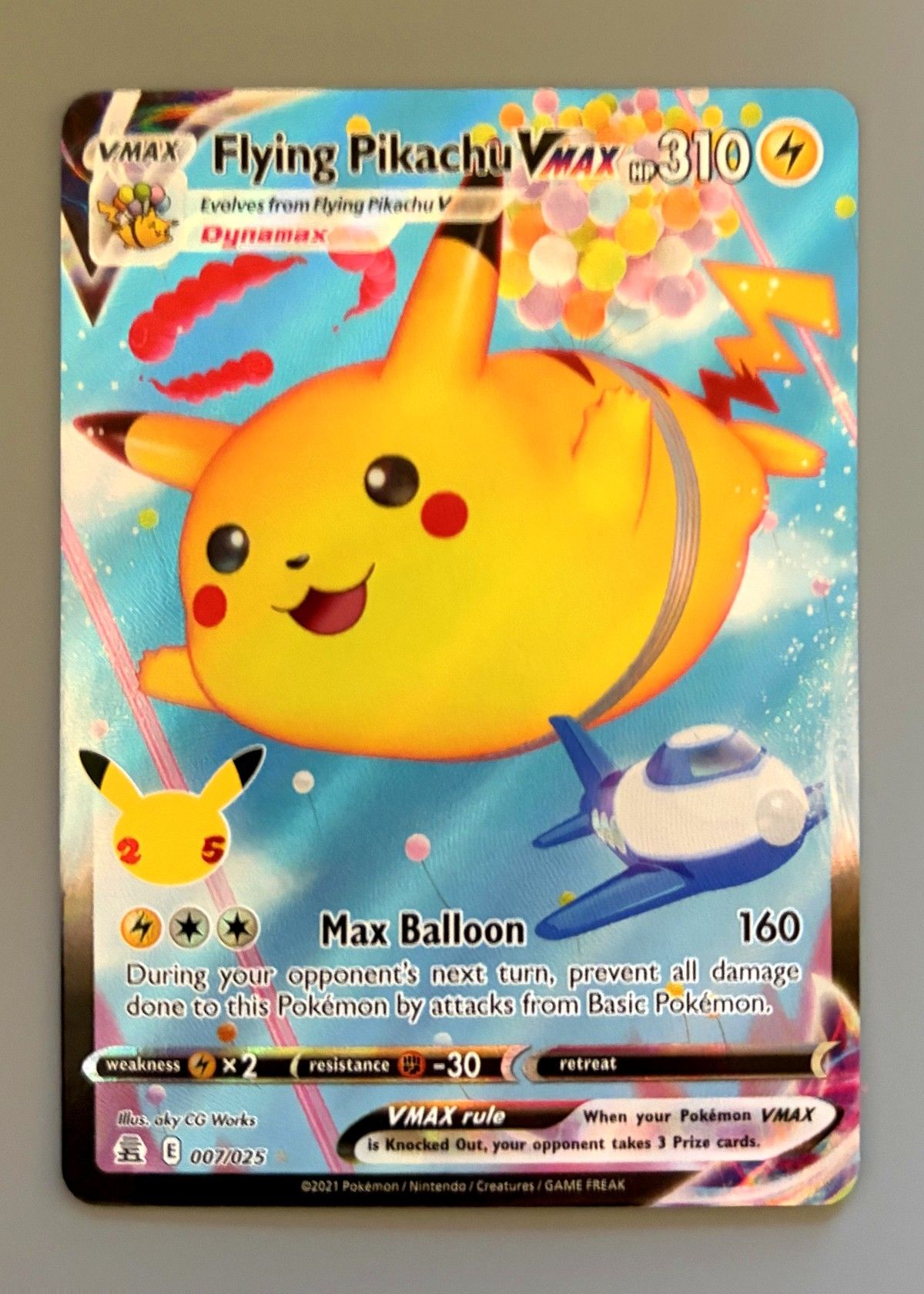 Flying Pikachu VMAX 007/025 (Celebrations) - Holo Rare Vmax, front