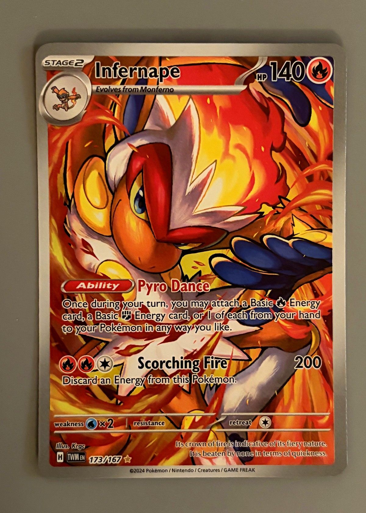 Infernape 173/167 (Twilight Masquerade) - Illustration Rare, front