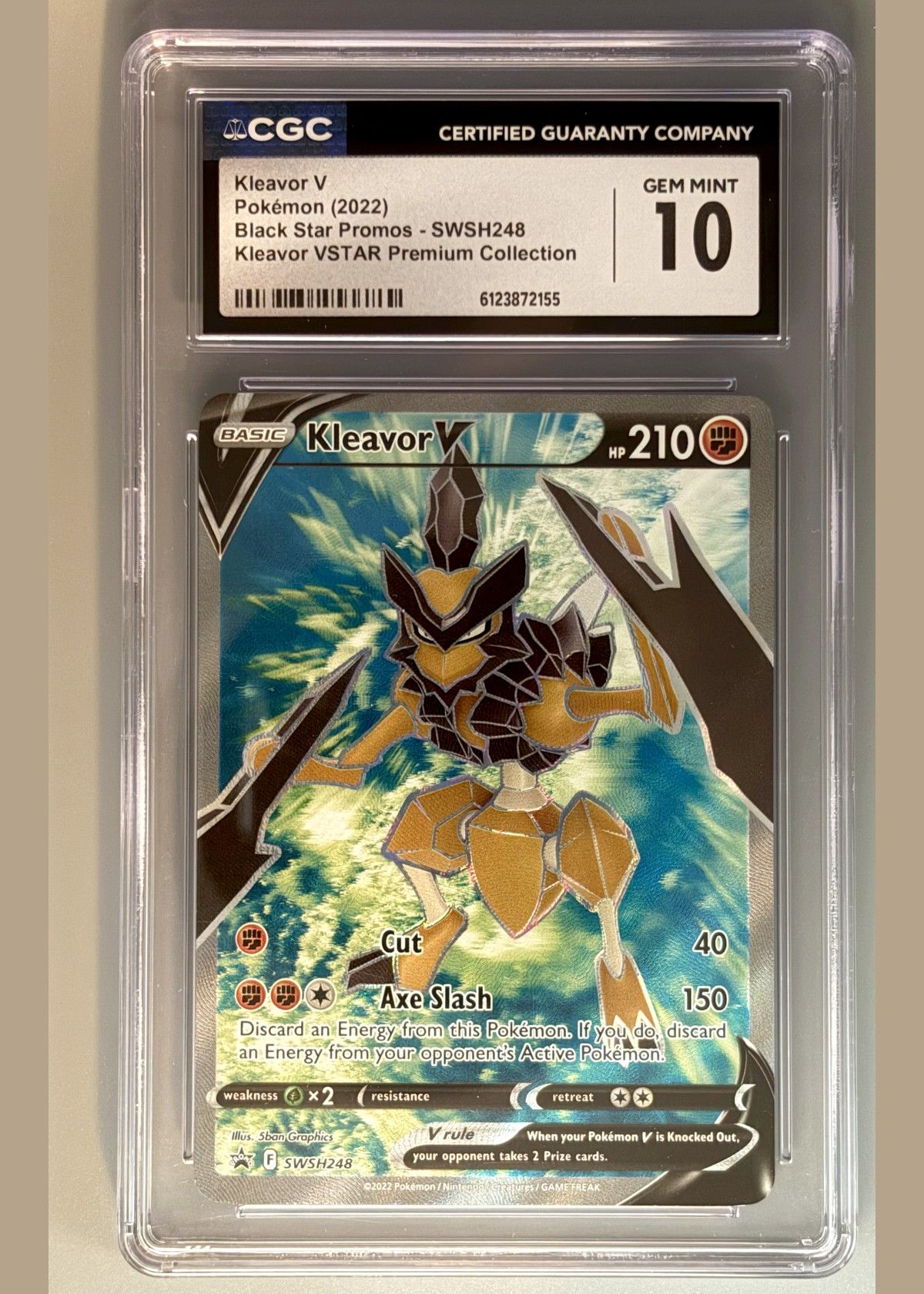 Kleavor V 248/198 (Pokémon Black Star Promos - SWSH248) - CGC 10, front