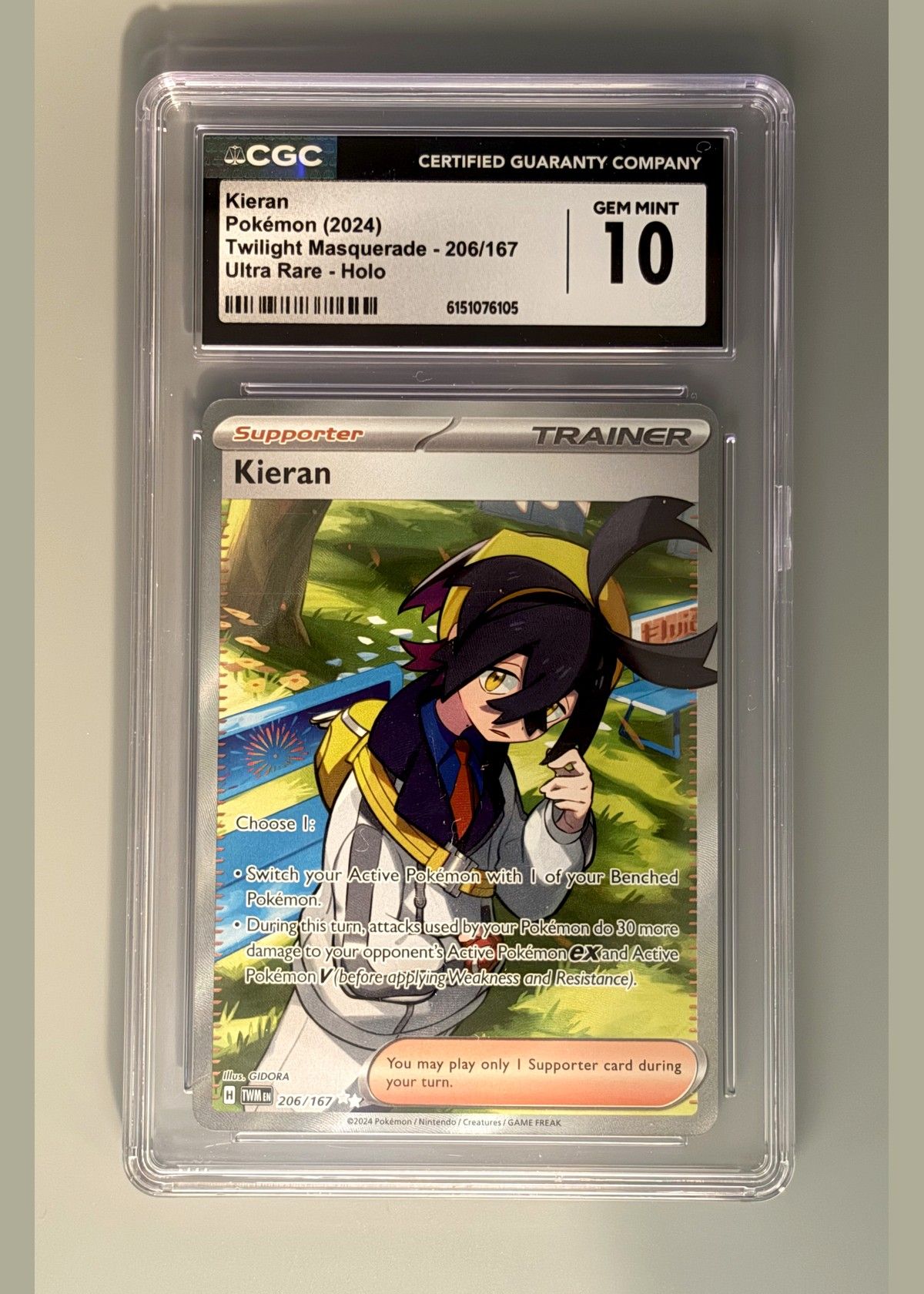 Kieran Pokémon (2024) Twilight Masquerade - 206/167 Ultra Rare Holo - CGC 10, front