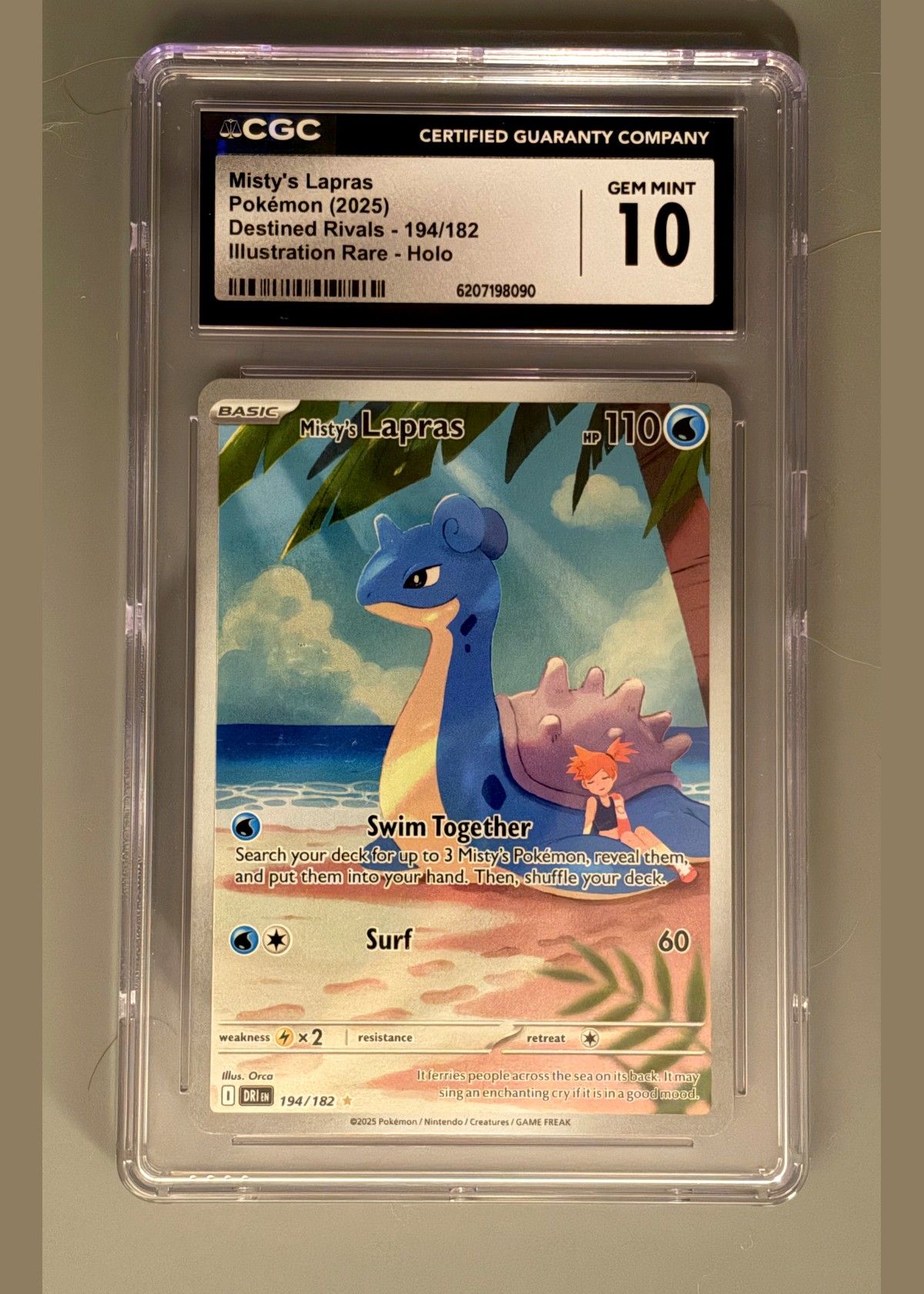 Misty's Lapras 194/182 (Pokémon Sword & Shield: Destined Rivals) - CGC Gem Mint 10, front