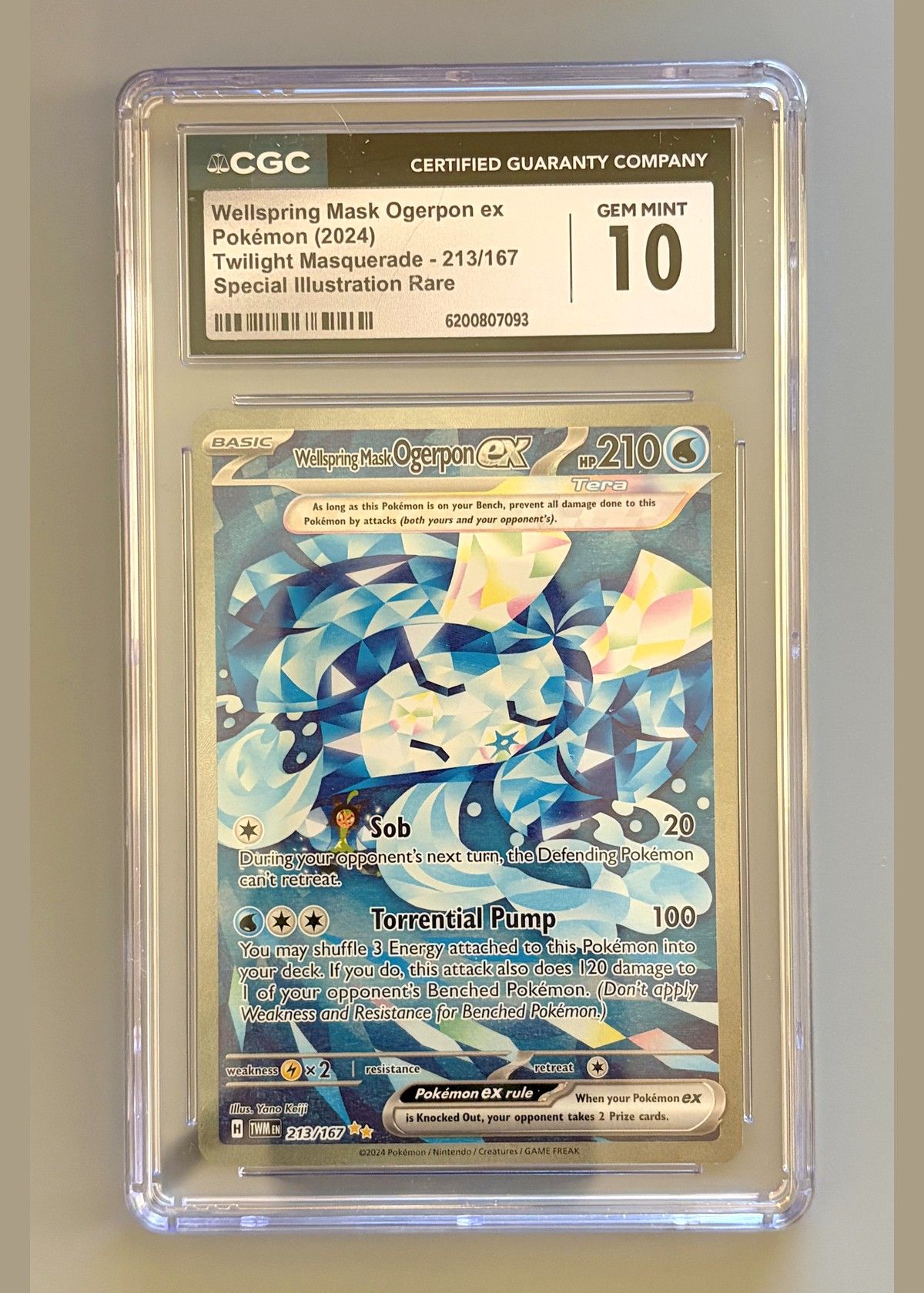 Wellspring Mask Ogerpon ex 213/167 (2024 Pokémon English Twilight Masquerade) - CGC Gem Mint 10, front