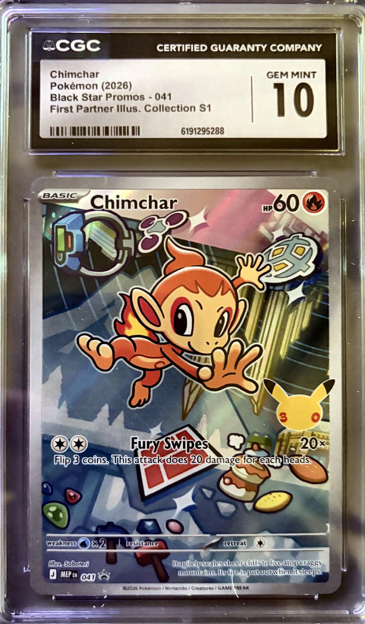 Chimchar 041 (2026 Pokémon English Black Star Promos) - CGC Gem Mint 10, front
