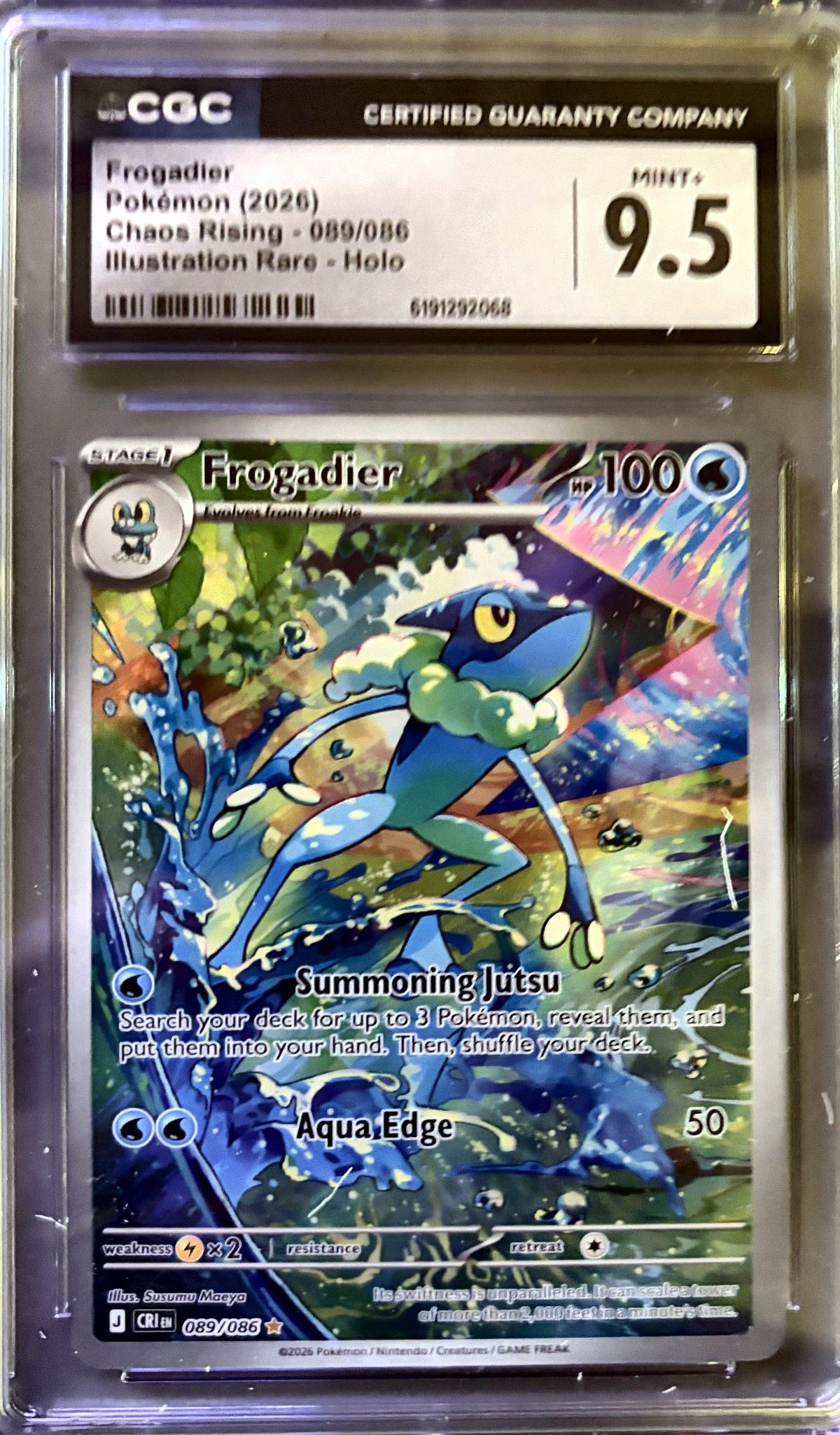 Frogadier 089/086 (2026 Pokémon English Chaos Rising) - CGC Mint+ 9.5, front