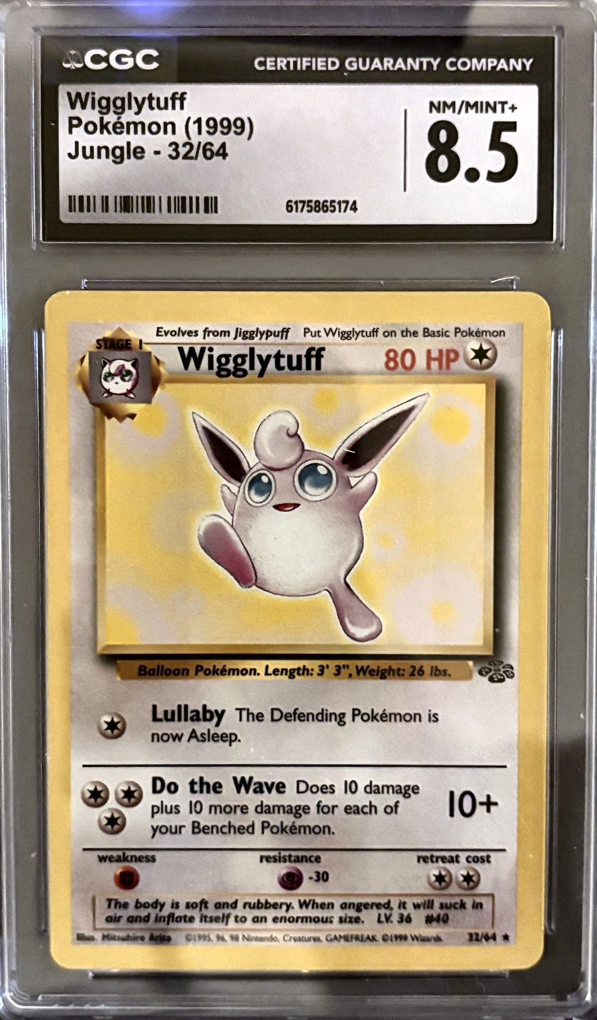 Wigglytuff 32/64 (1999 Pokémon English Jungle) - CGC Nm/Mint+ 8.5, front