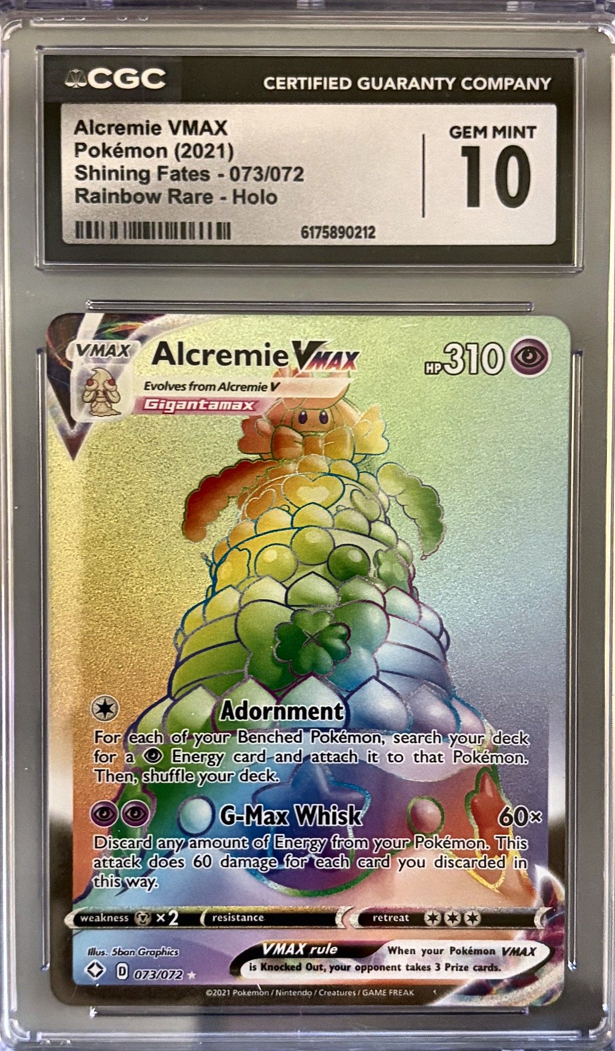 Alcremie VMAX 073/072 (2021 Pokémon English Shining Fates) - CGC Gem Mint 10, front