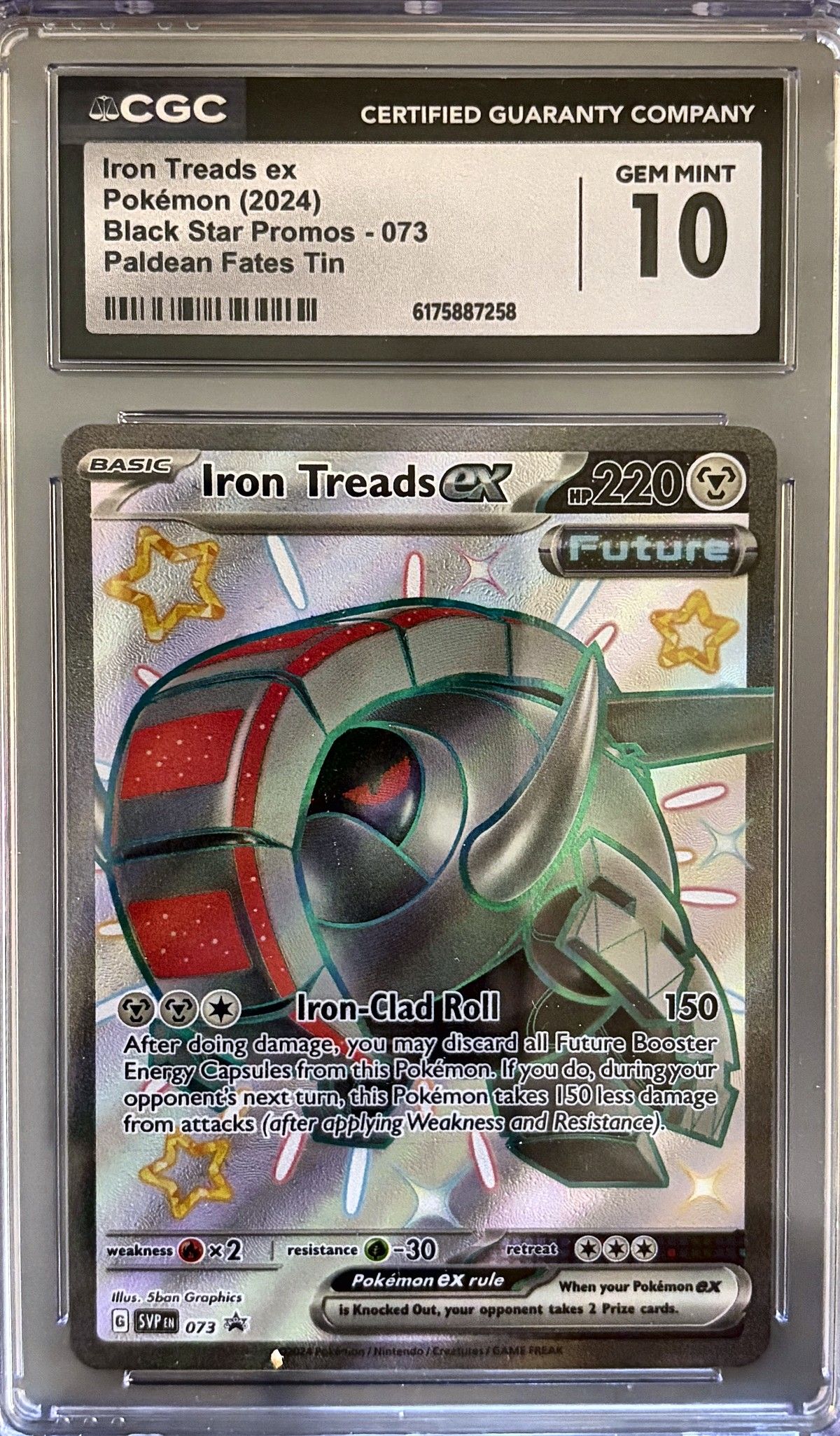 Iron Treads ex 073 (2024 Pokémon English Black Star Promos) - CGC Gem Mint 10, front