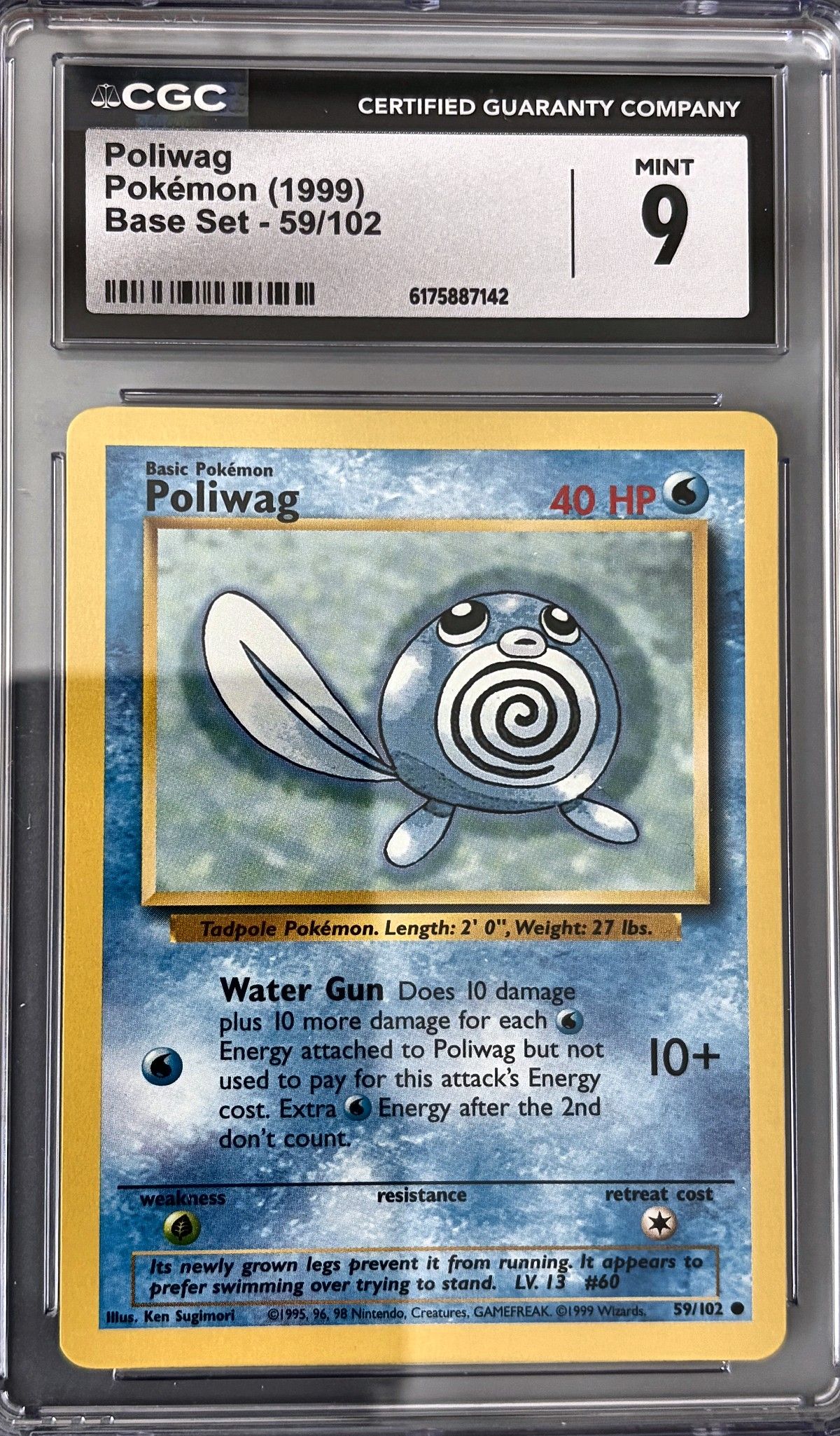 Poliwag 59/102 (1999 Pokémon English Base Set) - CGC Mint 9, front