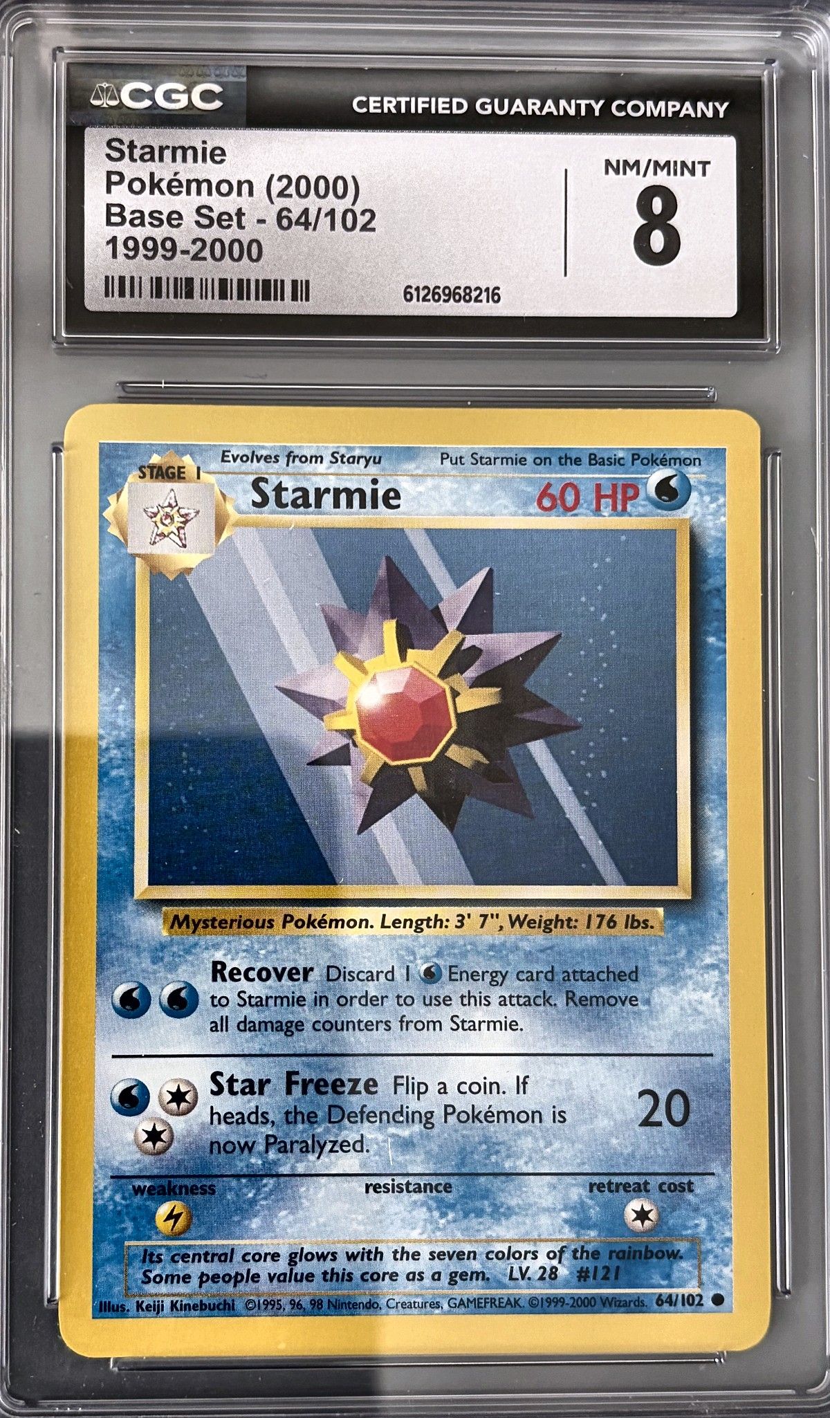 Starmie 64/102 (2000 Pokémon English Base Set) - CGC Nm/Mint 8, front