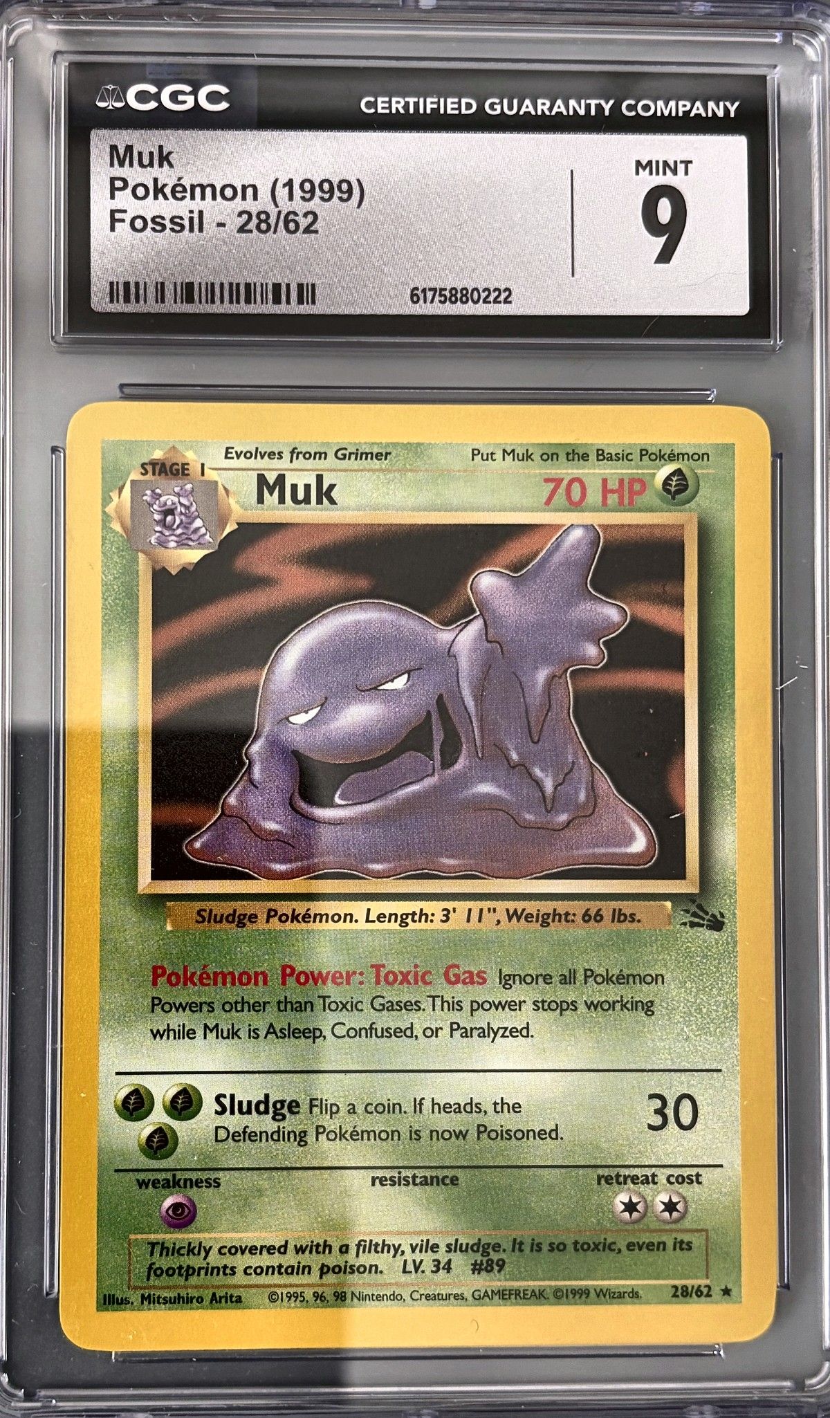 Muk 28/62 (1999 Pokémon English Fossil) - CGC Mint 9, front