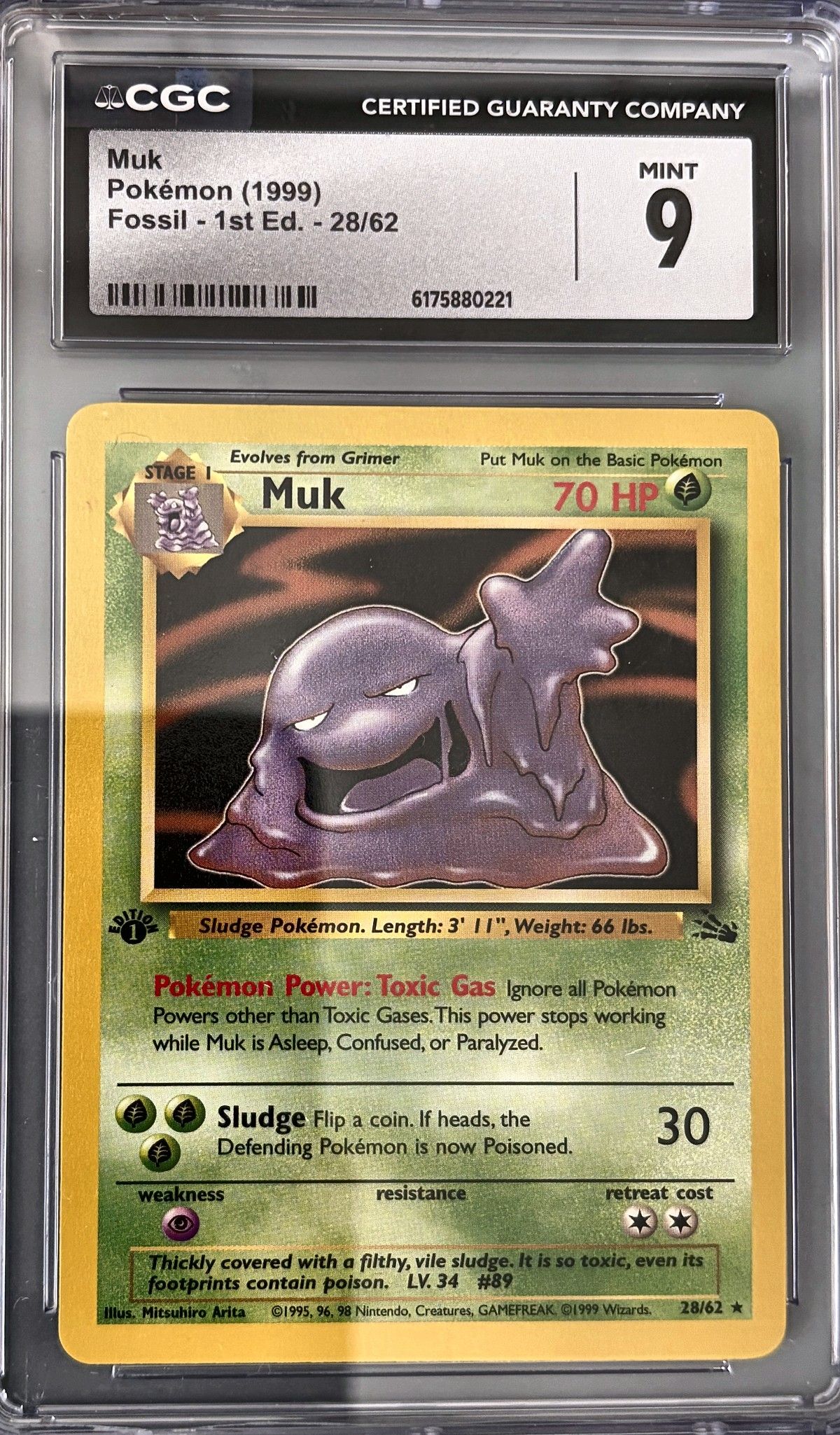 Muk 28/62 (1999 Pokémon English Fossil) - CGC Mint 9, front