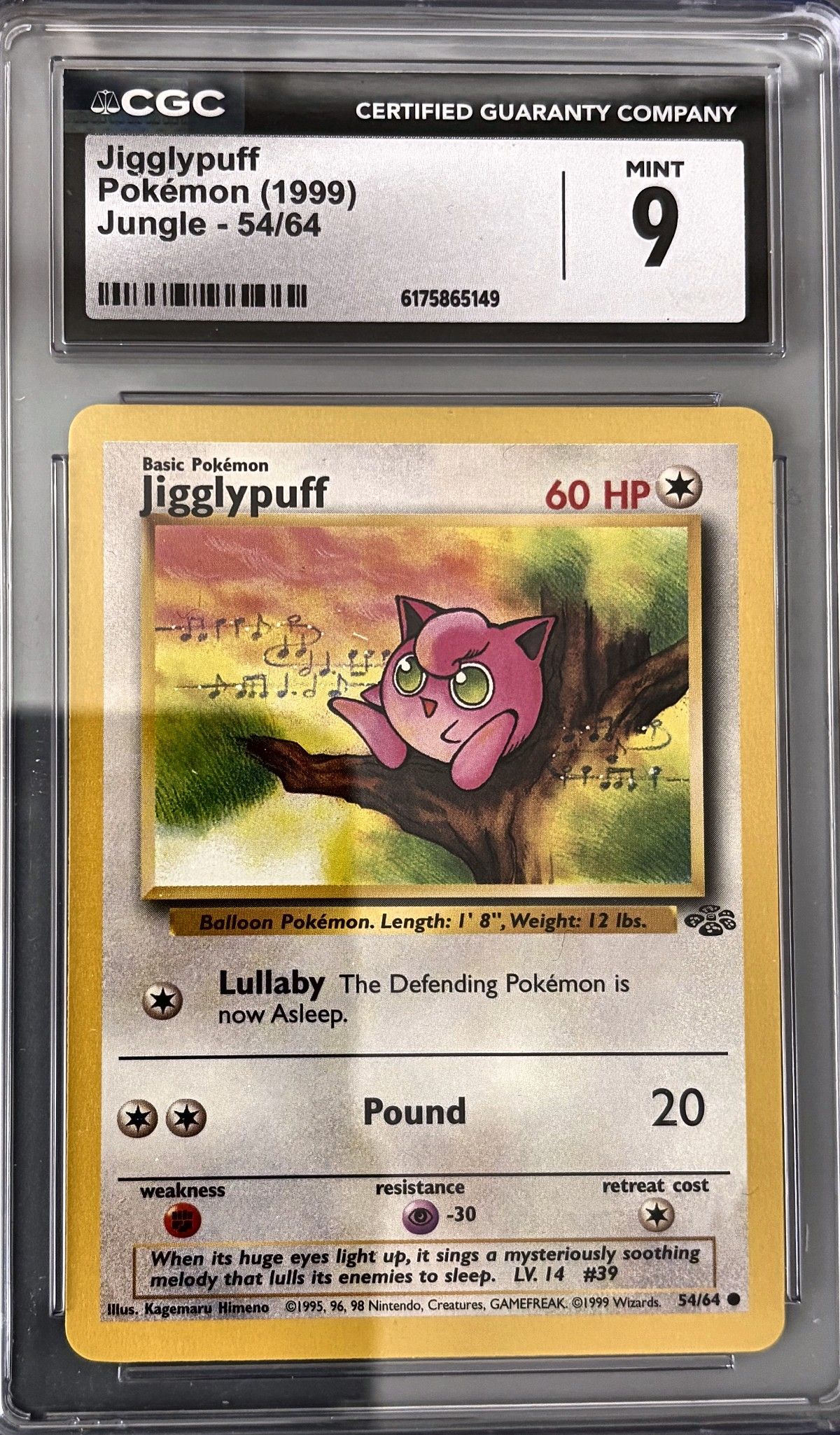 Jigglypuff 54/64 (1999 Pokémon English Jungle) - CGC Mint 9, front