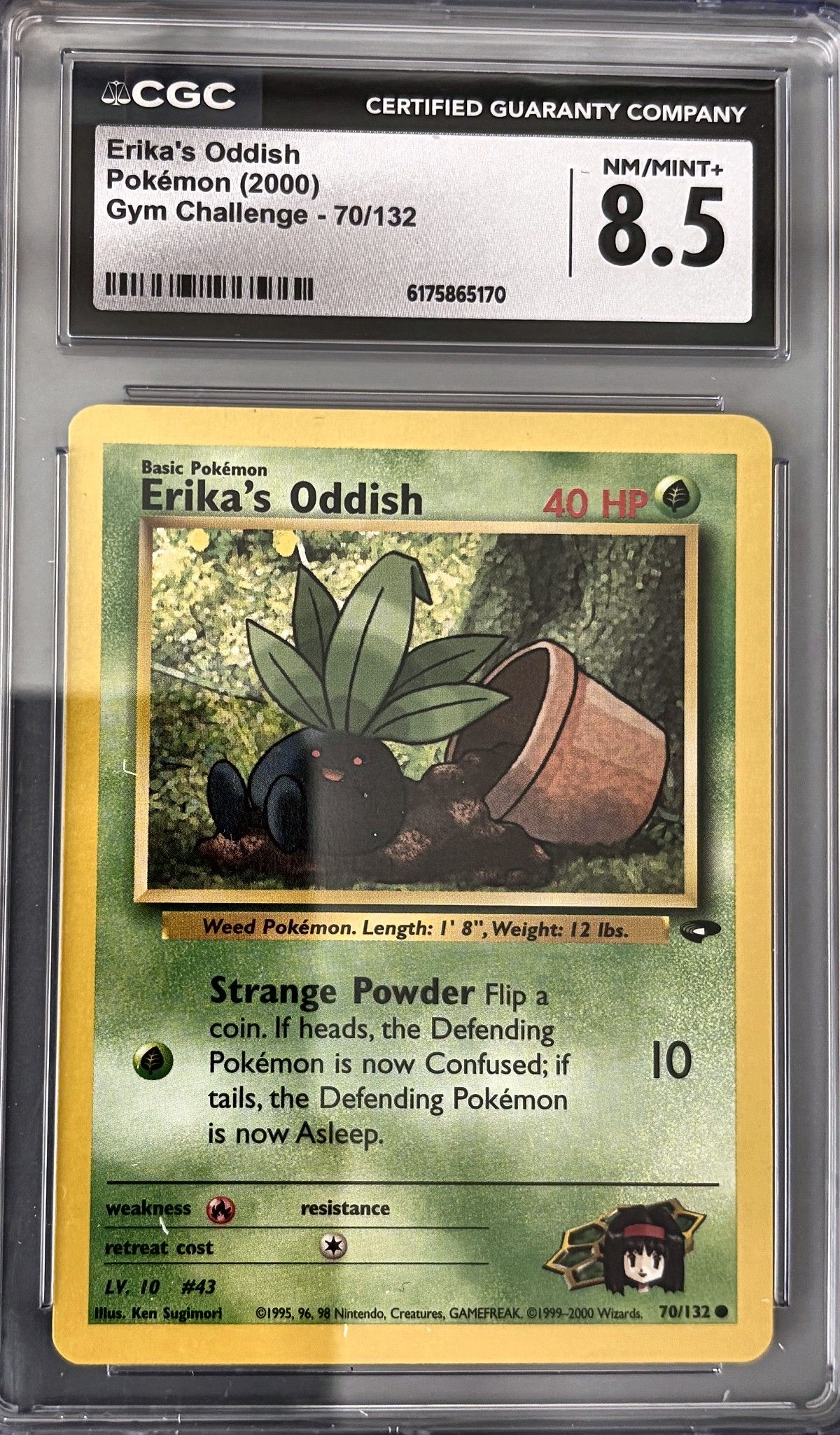 Erika's Oddish 70/132 (2000 Pokémon English Gym Challenge) - CGC Nm/Mint+ 8.5, front