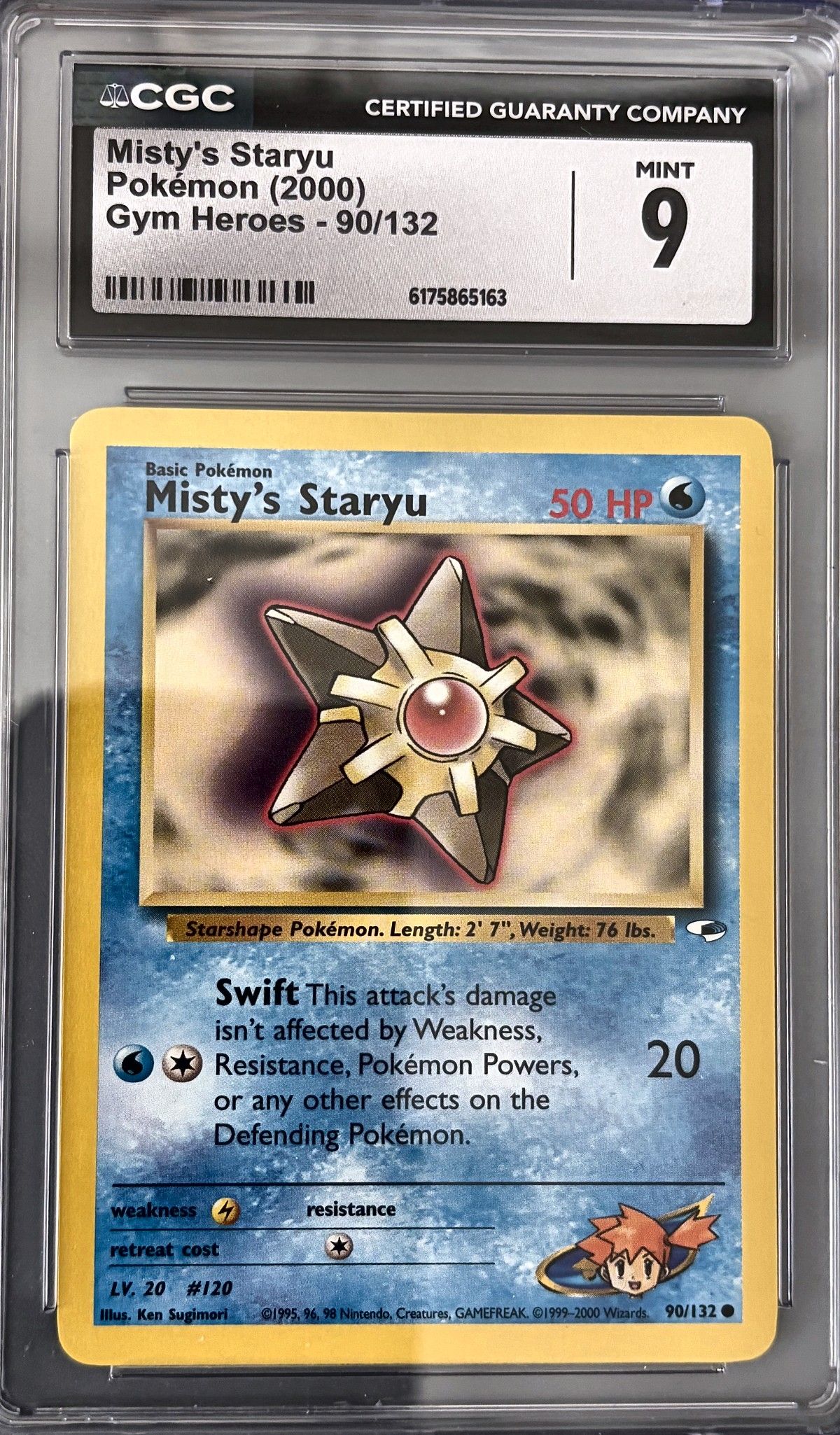 Misty's Staryu 90/132 (2000 Pokémon English Gym Heroes) - CGC Mint 9, front