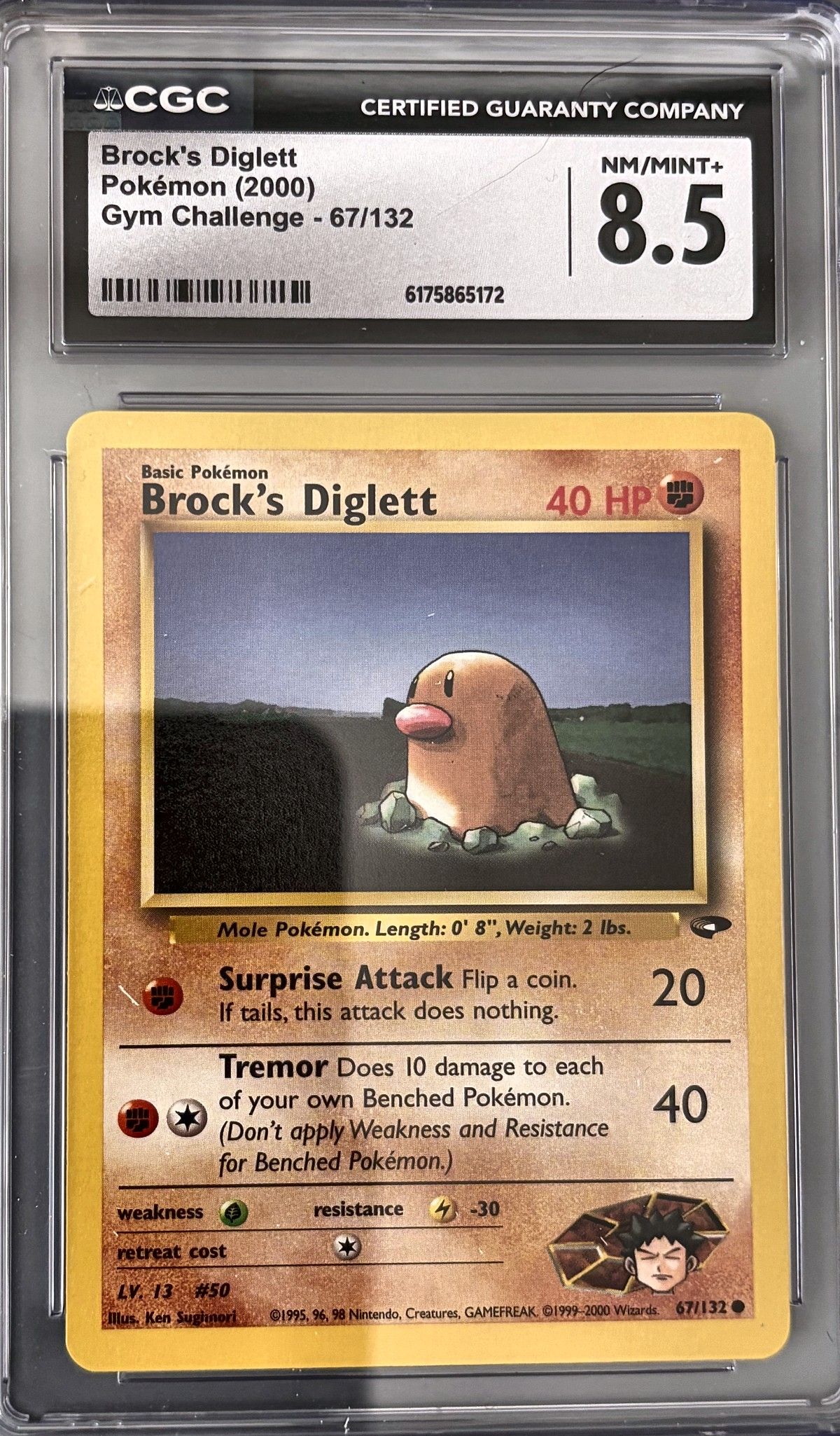 Brock's Diglett 67/132 (2000 Pokémon English Gym Challenge) - CGC Nm/Mint+ 8.5, front