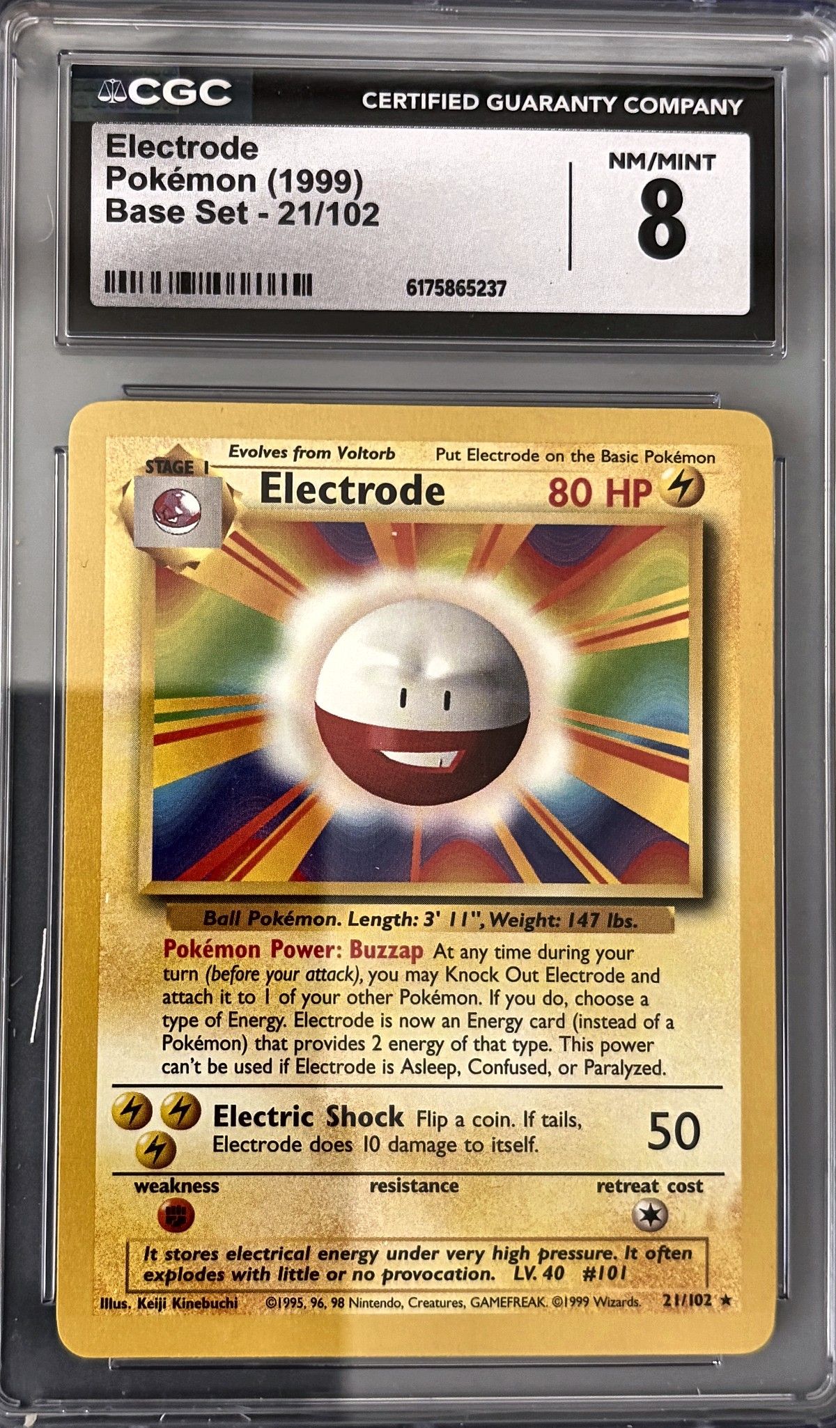 Electrode 21/102 (1999 Pokémon English Base Set) - CGC Nm/Mint 8, front