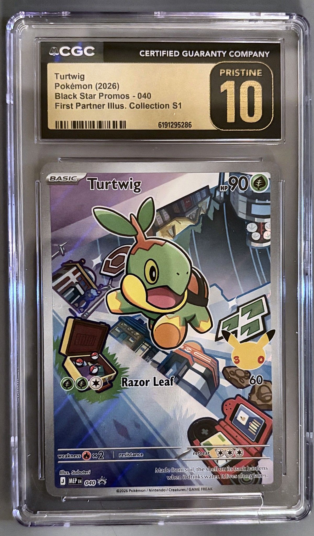 Turtwig 040 (2026 Pokémon English Black Star Promos) - CGC Pristine 10, front