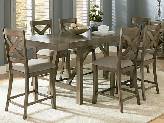 Omaha Grey Counter Height Table And Six Stools The Furniture Mart
