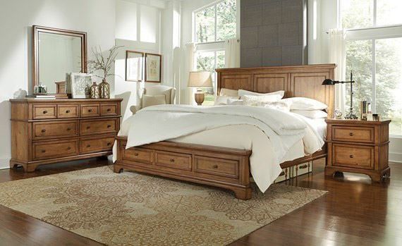 alder creek queen panel storage bedroom set | unclaimed freight