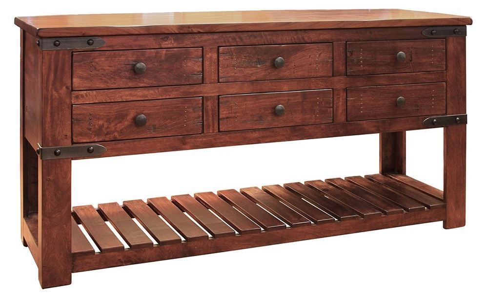 Parota Sofa Table With Six Drawers The Furniture Mart