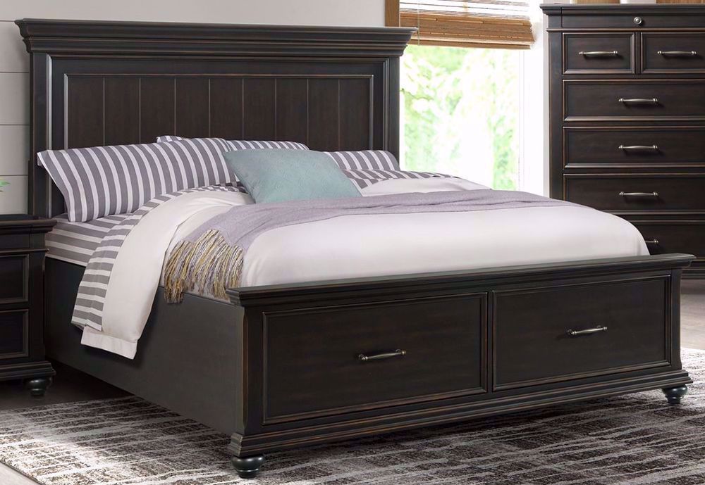 Slater Black King Storage Bed Set The Furniture Mart