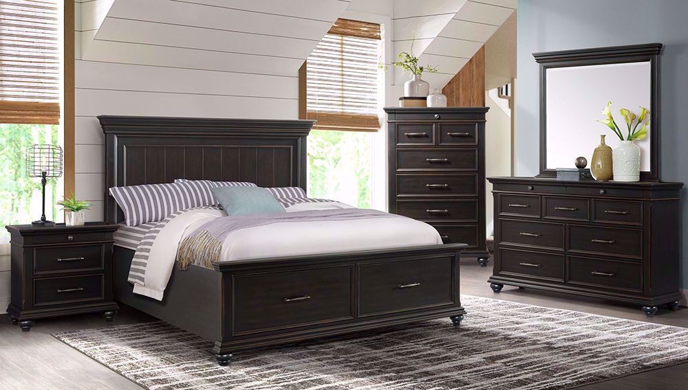 Slater Black King Storage Bed Set | The Furniture Mart