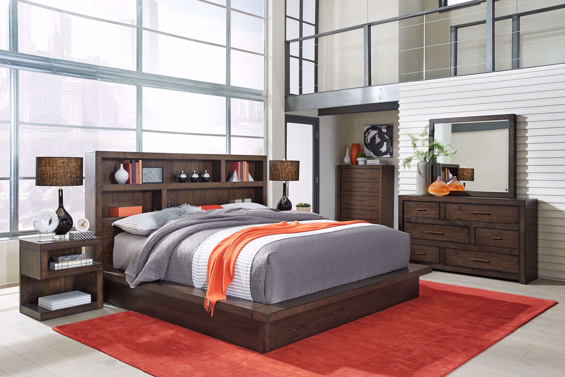 modern loft king platform bedroom set | the furniture mart