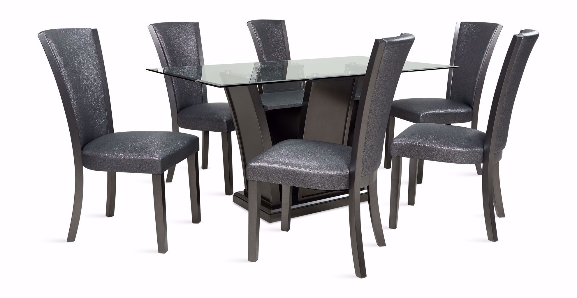 Platina Grey Dining Table & 6 Chairs | The Furniture Mart