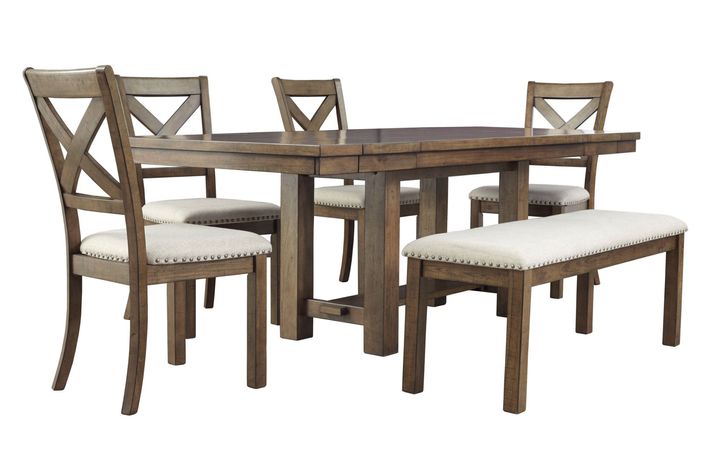 Picture of Moriville Dining Table with Four Chairs and One Bench