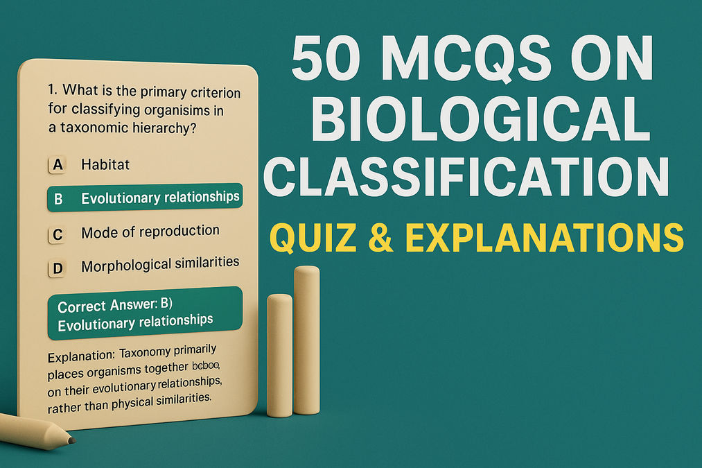 Thumbnail for 50 MCQs on Biological Classification: Quiz & Explanations