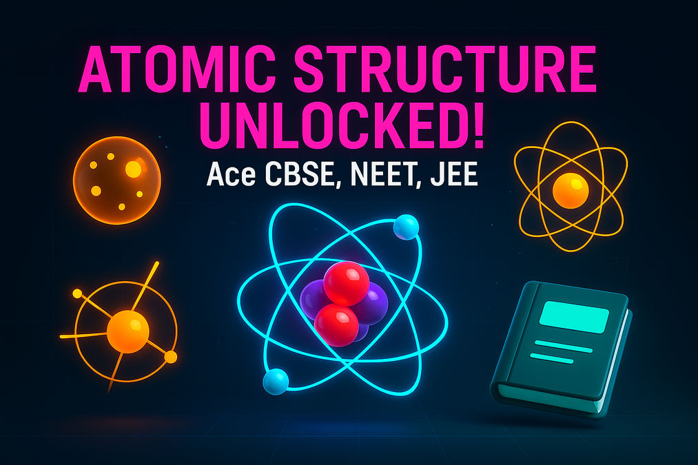 Colorful diagram of atomic structure with protons, neutrons, and electrons