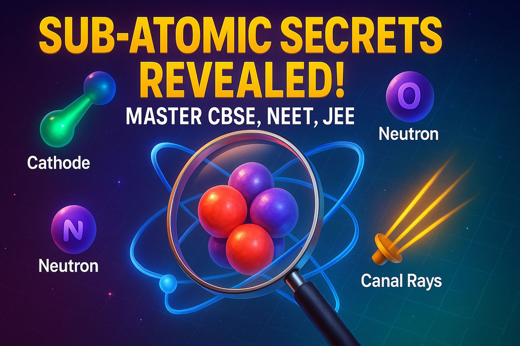 Colorful diagram of sub-atomic particles in an atom