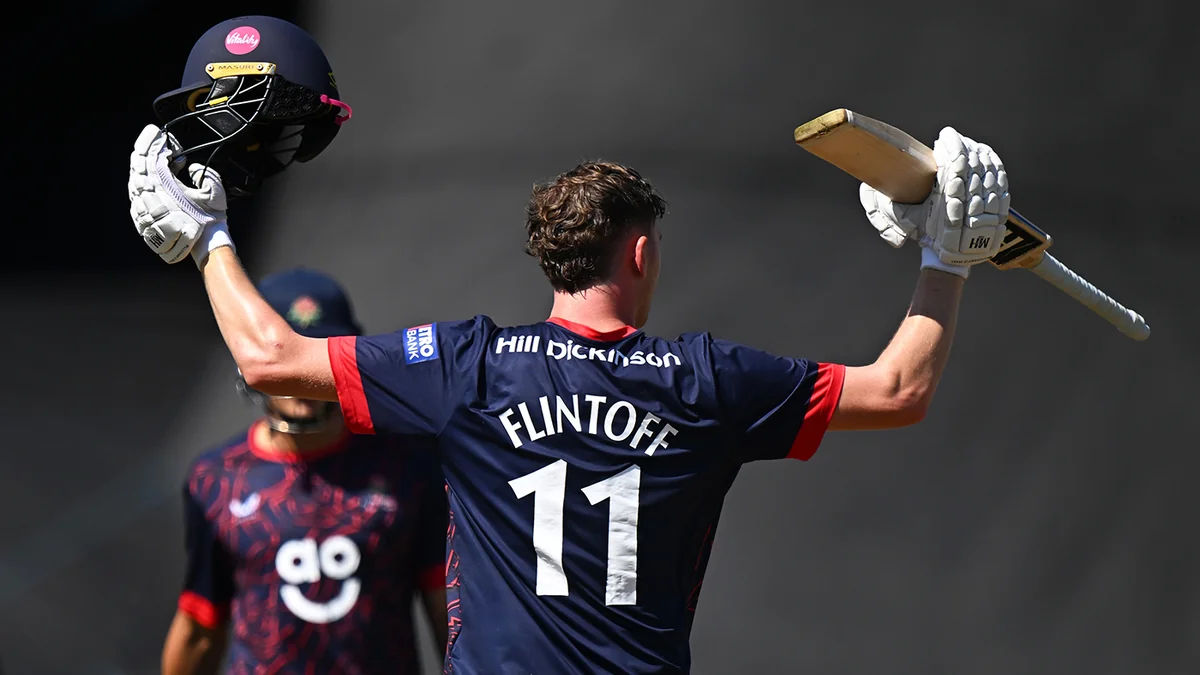 Rocky Flintoff Slams Maiden Century: Lancashire Star Shines in 65-Ball Ton