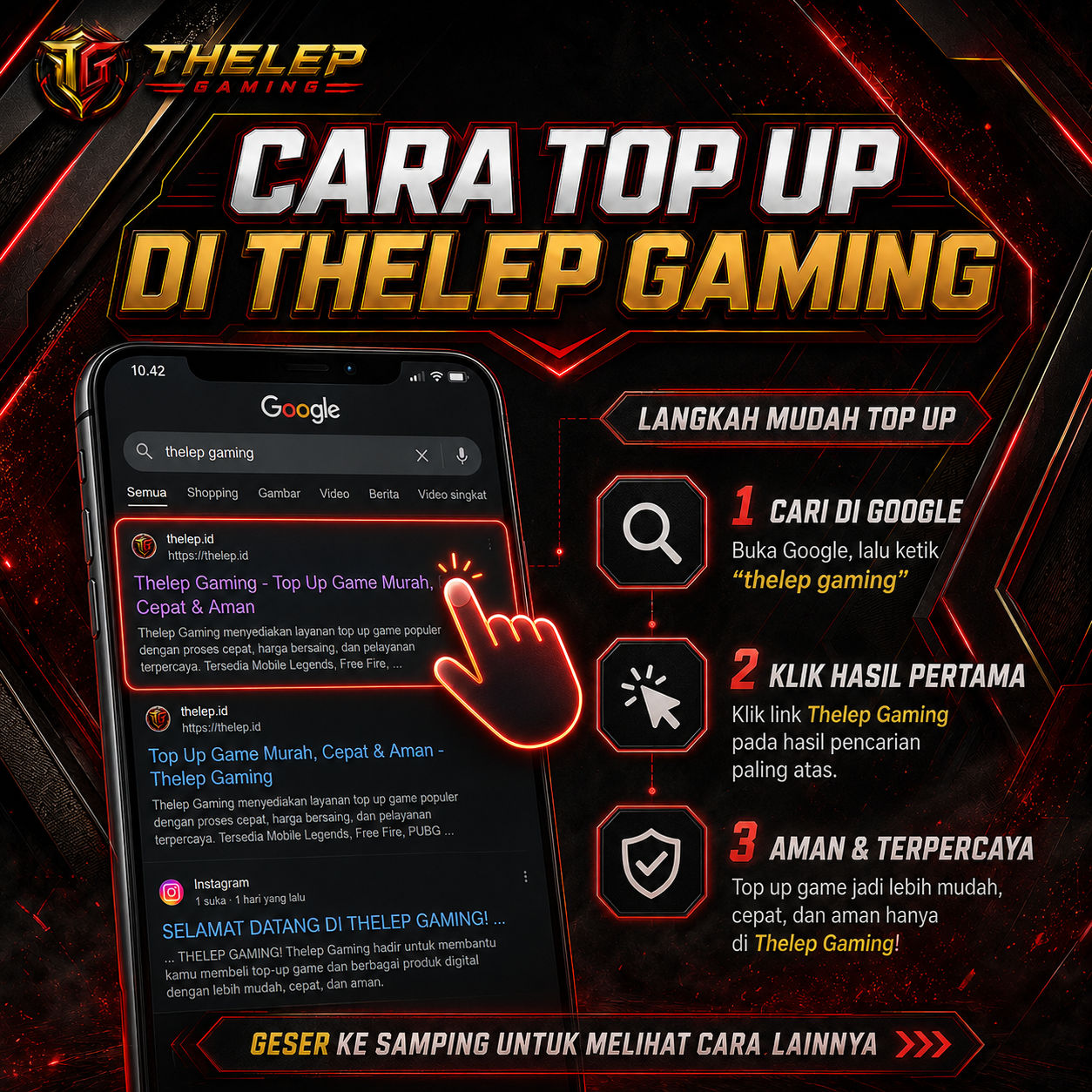 cari thelep gaming di google
