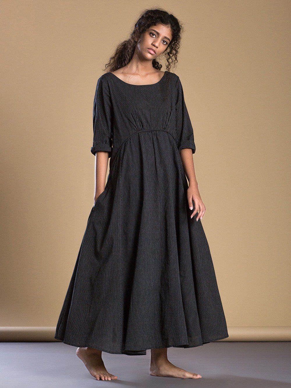 Buy Black Cotton Maxi Dress online at Theloom