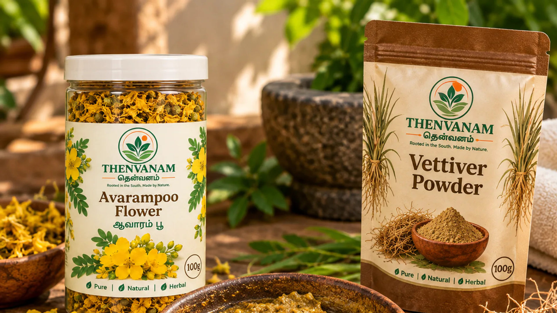 Avarampoo and vettiver bath preparation