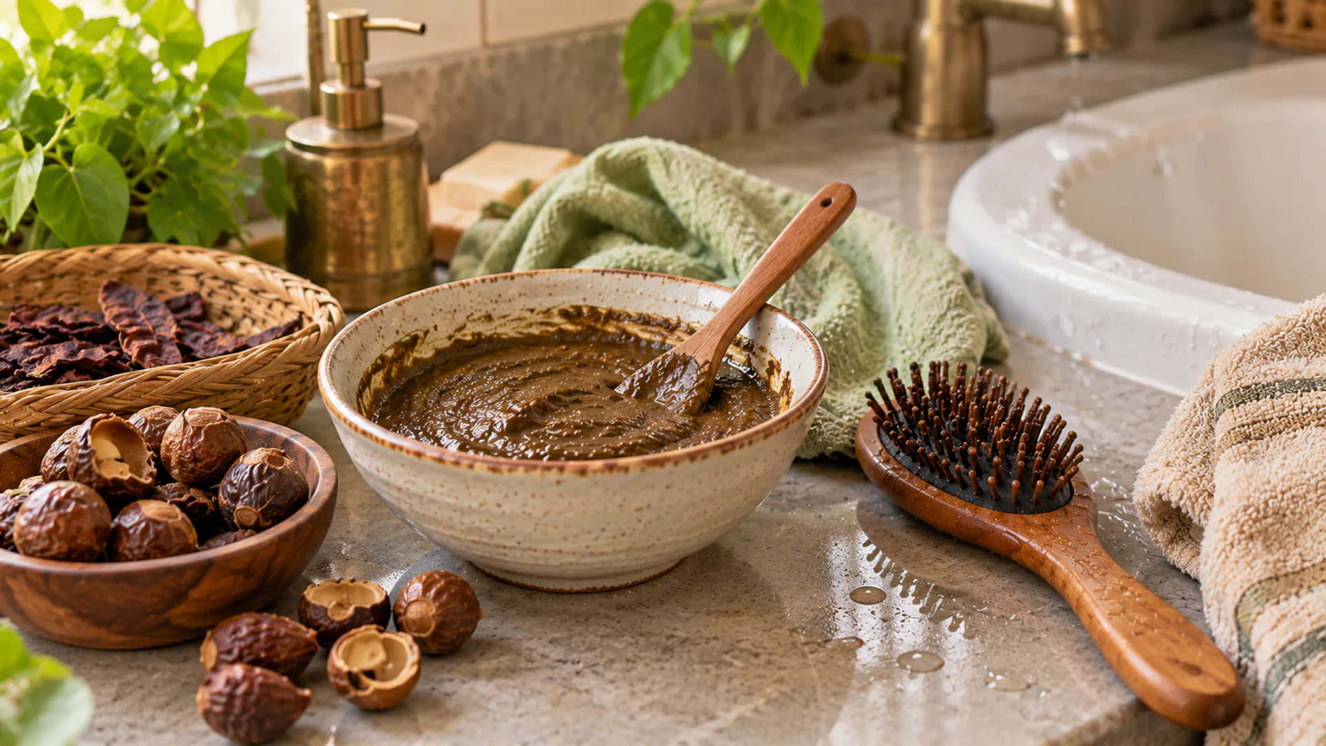 Traditional powder hair wash routine