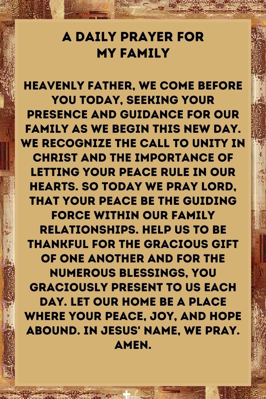 A Daily Prayer for My Family on Brown Background